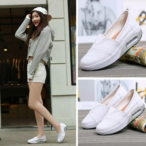 Women Shoes Platform Plain Canvas Shoe Cover Foot Solid Color Shake Shoes Canvas Heighten Shoes Sports Wedge Heel