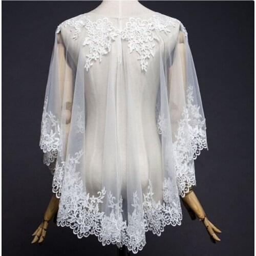 Lace Tulle Cape Ivory Soft Tulle Wedding Cape veil Lace Wedding cape Bridal cover up Bridal cape Romantic cape veil shawl weddin
