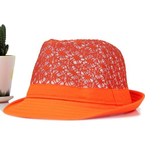 Summer Men Women Beach Sun Hats Candy Color For Party Packable Breathable Hollow Out Sun Beach Hat Cuban Trilby