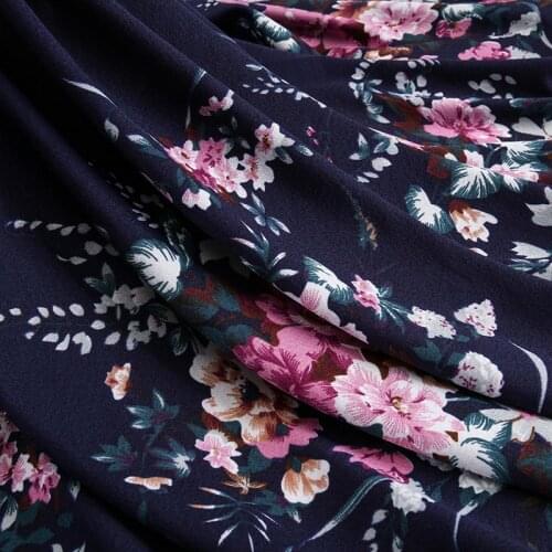 Summer Sewing Material Jersey Stretchy Polyester Flowers Fabric For Dress Or Clothing 45*165 Cm/Piece TJ1017