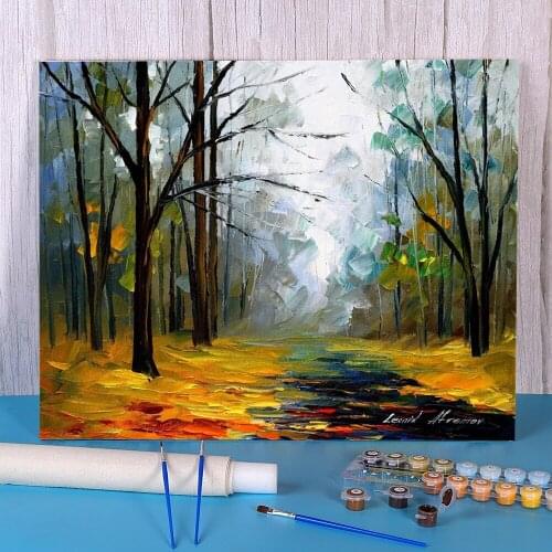 On The Way To Fog Coloring By Numbers Painting Package Acrylic Paints 50*70 Boards By Numbers New Design For Handiwork