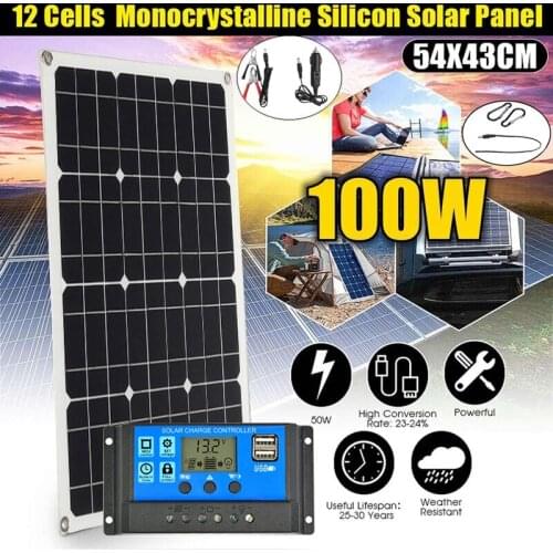 Flexible Solar Panel Kit 100W 18V Portable Solar Charger Home System 5V USB For Phone 12V RV Car Boat Camping Battery Waterproof