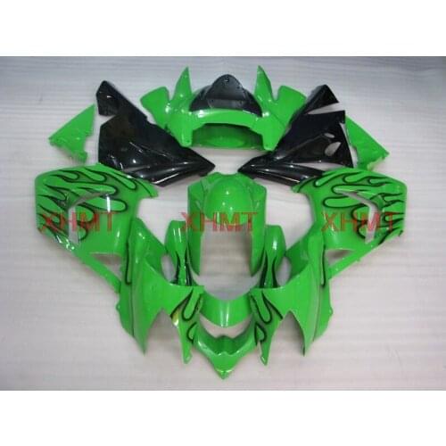 For ZX10r 2004 - 2005 Bodywork ZX-10r 05 Motorcycle Fairing for Kawasaki ZX10r 05 Green Black Flame Abs Fairing