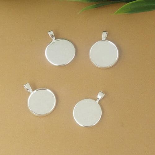 Ya.x New Cameo Cabochon Base Diy Blank Tray Pendant Base,Melon seeds clasp Silver Color for Necklace Reverse Hole 20pc/lot