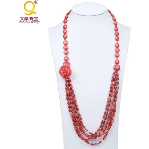 New arrival stone bead handmade necklace howlite shell bead necklace multi-layers necklace jewelry