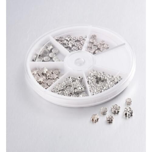 120pc/box Mixed Flower Tibetan Style Alloy Bead Spacers 4.5~7x3~3.5mm For DIY Jewelry Making Handicrafts Supplies