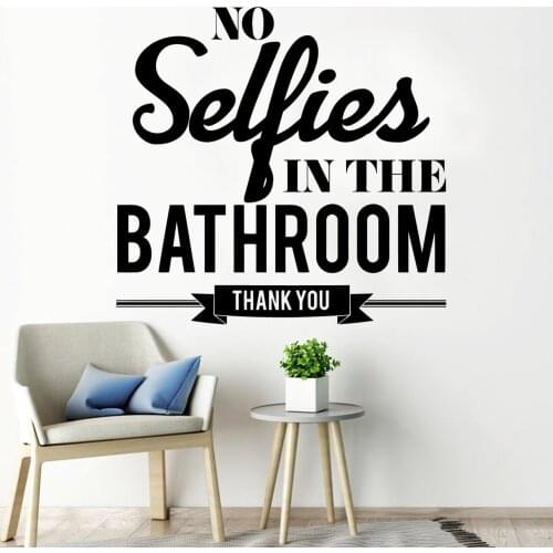 Romantic no selfies in the bathroom Decorative Sticker Waterproof Home Decor Kids Room Nature Decor Vinyl Decals