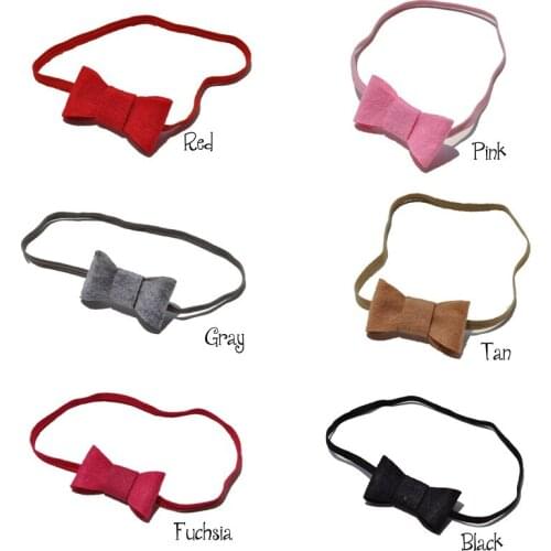 Retail 6colors Photography Props Newborn Baby Felt Bows Headband Handmade Felt Flower Bows Headbands For Girls Hair Accessories
