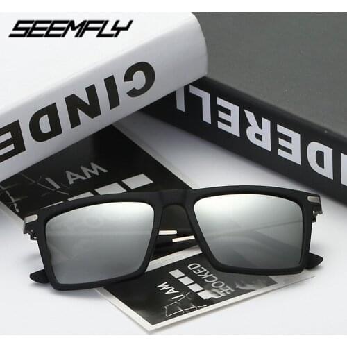 Seemfly 2021 Classic Square Frame Polarized Sunglasses Men Driving Shades Travel Fishing Vintage Sun Glasses UV400 Eyewear New