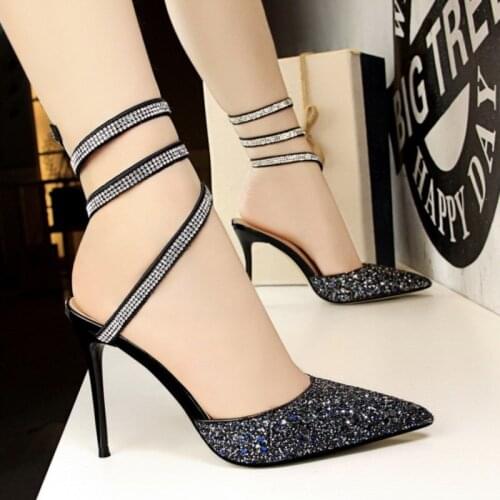 Pointed Toe Pumps Women Sexy Stiletto High Heels Wedding Shoes Woman Ankle Strap Summer Autumn High Heels Brand Elegant Sandals