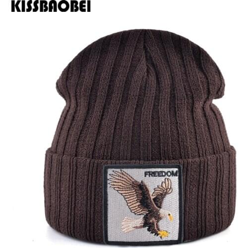 Embroidery Beanie Hat Women Warm Beanies For Men Skullies Bonnet Cap Men Animal Soft Knitted Caps Women Black Winter Hats