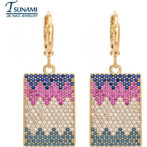 The top quality of the long square shape of the zircon earrings Suitable for women/girls for all kinds of jewelry earrings ER138