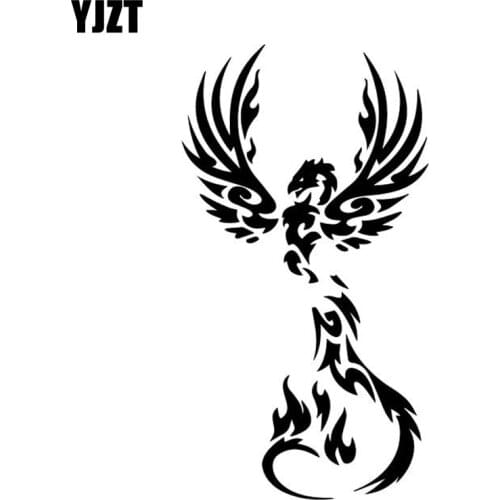 YJZT 9.1CM*16.7CM Phoenix Fashion Creative Car Sticker Body Of Car Vinyl Decal Decor Black/Silver C4-2923