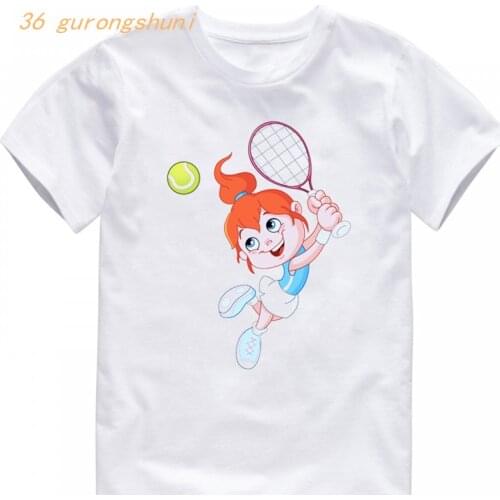 Funny kids t shirt for boys kawaii children girls clothes tshirt girl cute cartoon tennis player vector kid graphic tee t-shirt