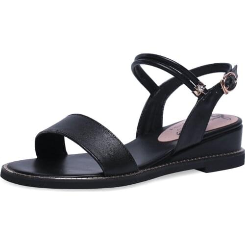 2020 hot sale new shoes woman buckle sandals women wedges shoes low heels genuine leather shoes women sandals big size