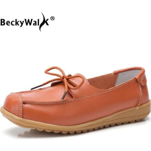 Big Size 35-43 Women Boat Flats Split Leather Lace-up Flat Shoes Woman Comfortable Ballet Mother Shoes Female Moccasins WSH3219