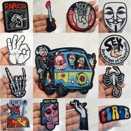 1Pcs Punk Cool Fashion Embroidery Patches For Clothing DIY Iron On Patches On Clothes Bag Custom Patch