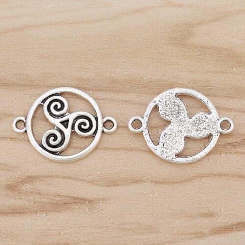 10 Pieces Celtics Knot Triskele Triskelion Triple Spiral Connector Charms for Bracelet Jewellery Making