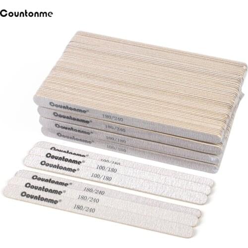 100Pcs Thick Sandpaper Nail Art File 180/240 Wooden Sticks Straight Washable Buffer Polishing Files Buffer Manicure Salon Supply