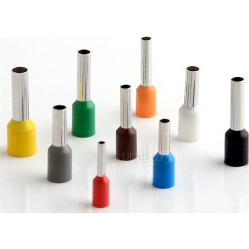 1000pcs/Bag Insulated Terminal Crimp Cold Pressed Needle Type Wire Connector VE0508 7508 1008 1508 2508 4009