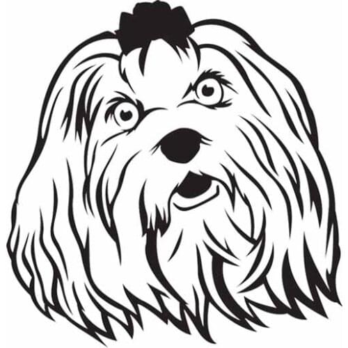 13.2CM*13.6CM Maltese Dog Puppy Pet Decoration Fashion Car Sticker Black/Silver C2-3273