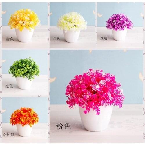 14x14cm Artificial Grass Ball White Potted Plants Bonsai Home Garden Hotel Office Living Room Desktop Mini Bonsai Party Supply