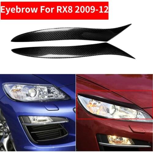 2PCS Car Styling Real Carbon Fiber Headlight Eyebrow Eyelids For Mazda NEW RX8 RX-8 Trim Cover Sticker 2009-2012 Accessory Parts