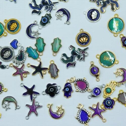 2pcs Unicorn Crown Star Moon PendantFine Jewelry Mood pendant Color Change Emotion Feeling Mood Changeable Band Temperature