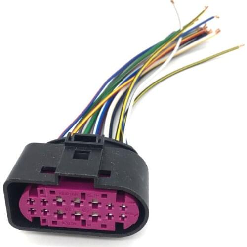 2pcs/lot 14 Pin/Way Xenon Headlamp Front Light Connector Adatper Plug Socket With Wire Pigtail For VW Golf MK6 Skoda 1J0 973 737