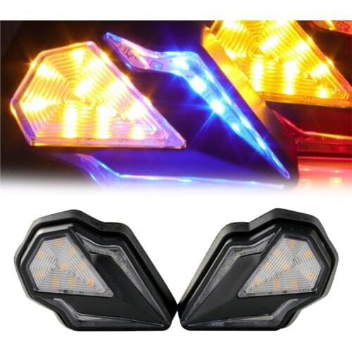 2pcs Motorcycle Diamond-shaped Dual-light LED Corner Light Signal Light Yellow + Blue Waterproof