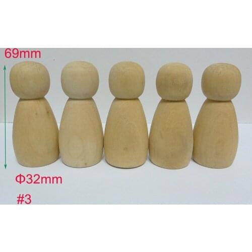 20pcs #3 Unfinished DIY Solid Wooden GIRL Peg Doll Bodies Supplies