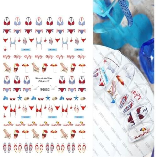 3D Adhesive Transfer Nail Sticker Summer Starfish Flowers Letter Decals Polish Gel Sliders for Nails 2021 Manicure Tools