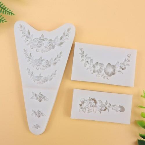 3D Flower Silicone Mold Sugar Paste DIY Fondant Cake Decor Tool Chocolate Cake Candy Fence Shaped Mold Baking Liquid Cake Moulds