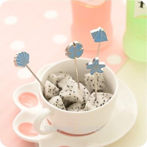 4Pcs Creative European-style Wedding Gift Cartoon Blue Cake Fruit Fork Set Cutlery Tableware Sets Kitchen Accessories