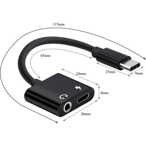 New 2 in 1 USB Type C To 3.5mm Earphone Jack Adapter for huawei Xiaomi Aux Audio Cable Headphone Charger Charging USB-C Convert