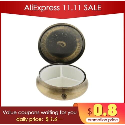 Antique 3 Slots Travel Portable Vitamin Organizer Medicine Storage Tablet Box Storage Case Trinket Container Pill Cases