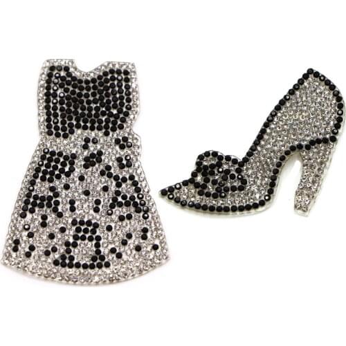 Princess Dress Hot fix Rhinestone Iron on Crystal Patch Badage Children Women Clothes Bride Wedding Dress Accessories Applique