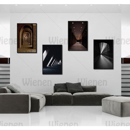 Nordic Style Architecture Poster Space Art Canvas Painting Print Retro Cloister Wall Art Picture for Living Room Home Decoration