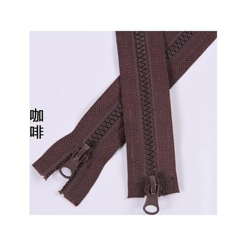 Free shipping 5pcs/lot 5# double zipper head resin double sliders open-end clothes Placket bedding bag zipper coffee 120cm