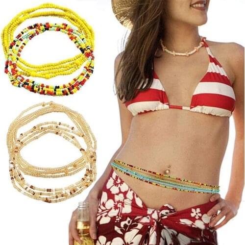 Bohemian Ethnic Resin Beaded Belly Waist chain Statement Body Chains African Waist Beads Sexy Tribal Indian Jewelry Summer Beach