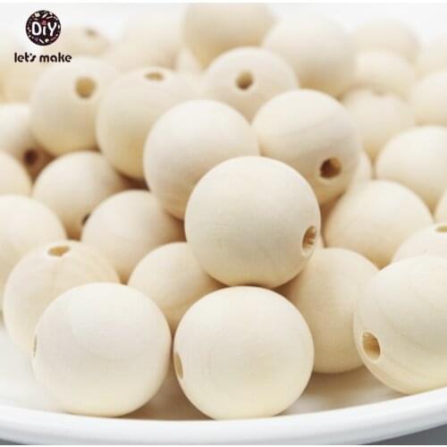 Lets make Wooden teether beads 200 pcs 12 mm (0.48 inch) unfinished wood beads craft, round beads Baby teether