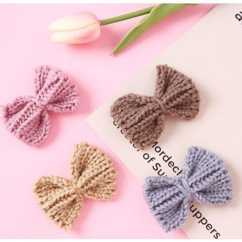 Baby Hair Clips Bows Girls Winter Woolen Hairpins Ins Candy Color Barrettes Children Party Princess Hair Accessories