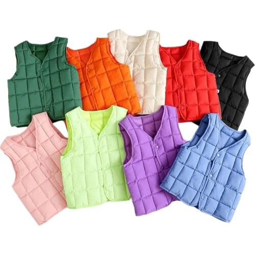 Kids Warm Solid Vest Coats 2021 Autumn Winter New Childrens Clothing Boy Girl Vest Down Jacket Cotton Kids Waistcoat Outerwear