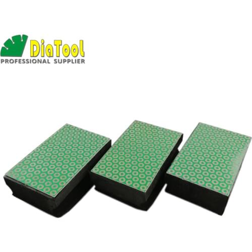 DIATOOL 3pcs G#100 Diamond Hand Polishing Pads Size 90X55MM Foam Backed Grinding Block Great Quality Free Shipping