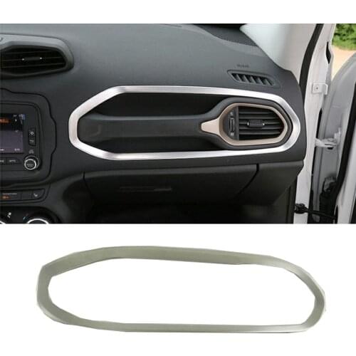 For Jeep Renegade 2016 2017 2018 2019 2020 Car Garnish Trim Stainless Steel Front Up Air Conditioning Outlet Vent Frame 1pcs