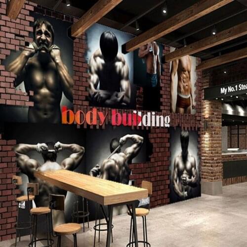 Dropship Colomac Wallpaper Mural 3D Fitness Room Sexy Male 3d Wallpaper for Walls Wall Covering Living Room Duvar Kagitlari