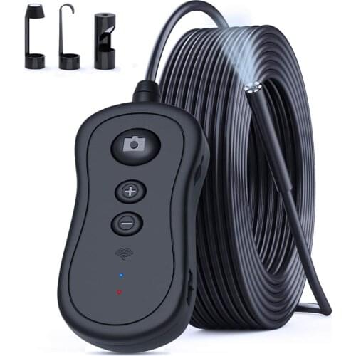 10M Cable Length WiFi Endoscope 5MP Wireless IP68 Waterproof Borescope HD Inspection Camera Semi-Rigid with 6 LED PQ303