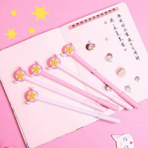 Ellen Brook 1 Piece Cartoon Kawaii School Supply Office Stationery Gel Pen Handles Creative Star Lovely Pink Wings Cute Gift