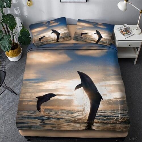 Dolphin 3D Duvet Cover set King Queen Double Twin Single Size Bed Linen Set
