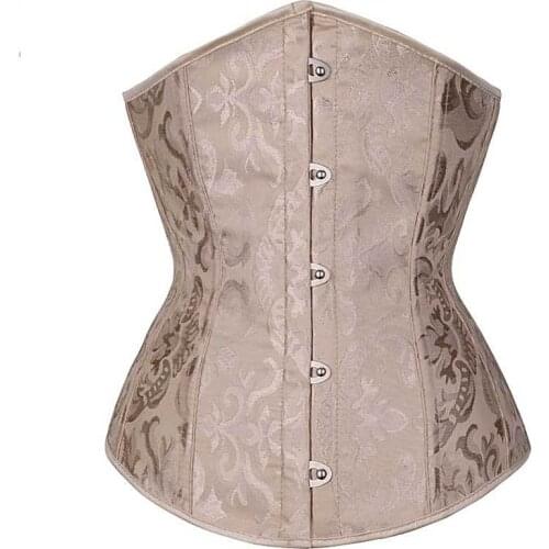 Under Bust Waist Trainer Body Shaper Jacquard Corset Fish Boned Women Bustier Front Busk Closure Corset Summer Outfit Corselet